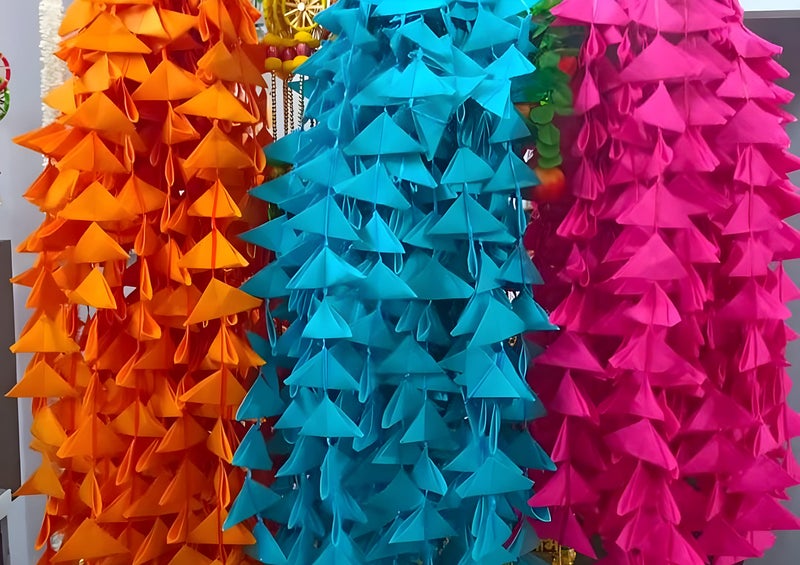 Abhaas Decorative Triangle Felt Fabric Garlands Handmade 4Ft. Hanging Toran Indian For Mehndi, Haldi, Wedding, Party Décor/Backdrops, Holi, Color Theme Party, Festivals, 135 Cm - Image 4