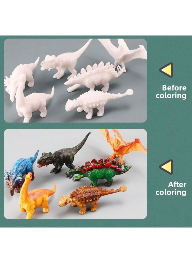 Trumpet Dinosaur White Embryo Solid Model Painted Toys DIY Painted Static Plastic Dinosaur White Model Wholesale-Color:8 Style White Embryo Small Dinosaur (random 1)  - Image 4