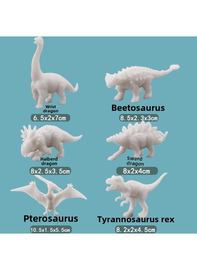 Trumpet Dinosaur White Embryo Solid Model Painted Toys DIY Painted Static Plastic Dinosaur White Model Wholesale-Color:8 Style White Embryo Small Dinosaur (random 1)  - Image 2