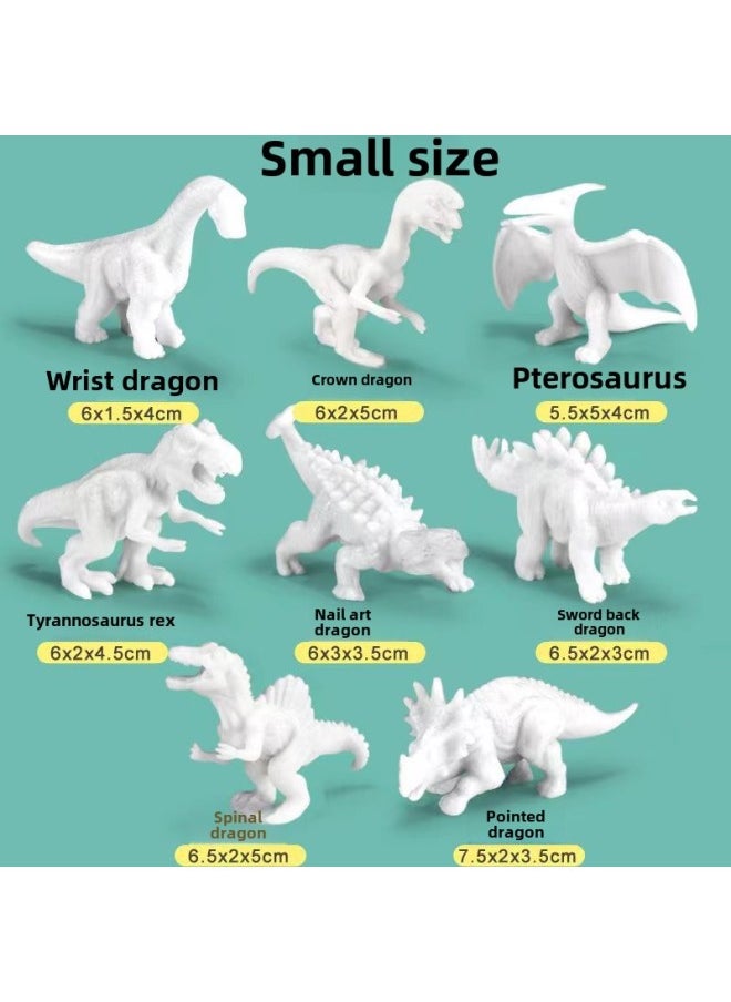 Trumpet Dinosaur White Embryo Solid Model Painted Toys DIY Painted Static Plastic Dinosaur White Model Wholesale-Color:8 Style White Embryo Small Dinosaur (random 1)  - Image 1