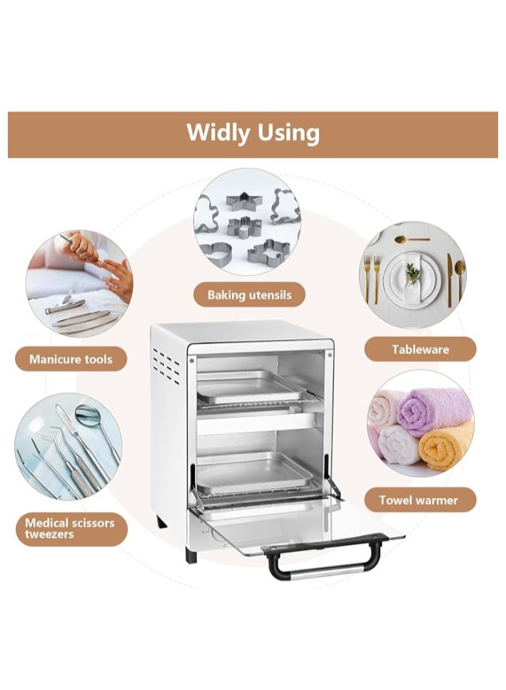 BLC 12L Mini High Temperature Sterilizer with Timer and Temperature Control, Sterilizer for Nail Tools, Cleaning Dry Box Stainless Steel 2 Stainless Trays, Tweezer Sterilizer, Nail Salon Equipment - Image 4