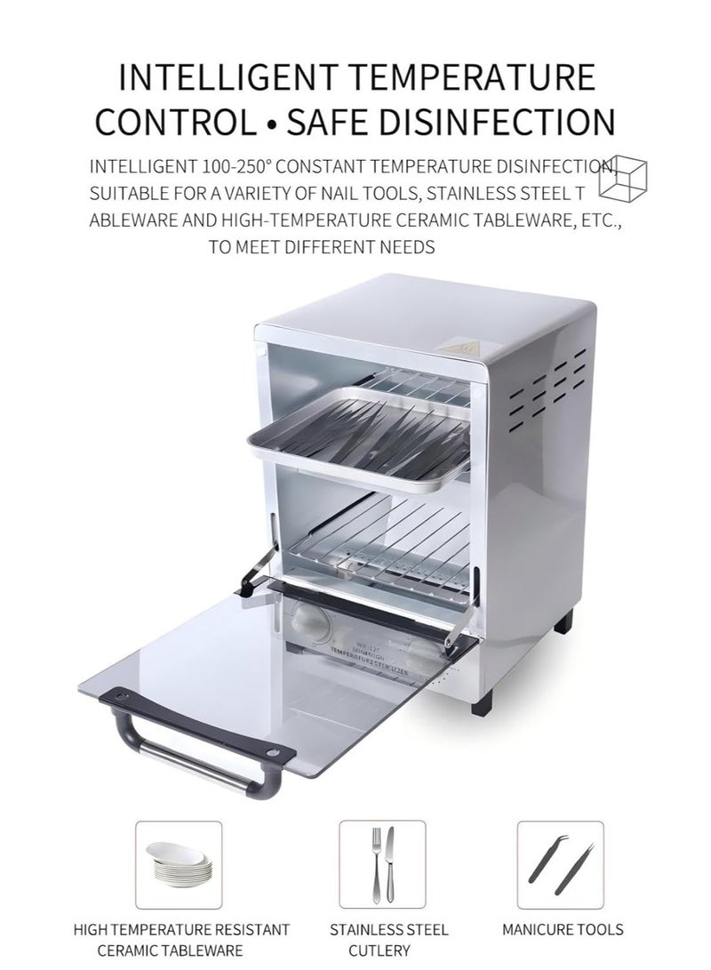 BLC 12L Mini High Temperature Sterilizer with Timer and Temperature Control, Sterilizer for Nail Tools, Cleaning Dry Box Stainless Steel 2 Stainless Trays, Tweezer Sterilizer, Nail Salon Equipment - Image 5