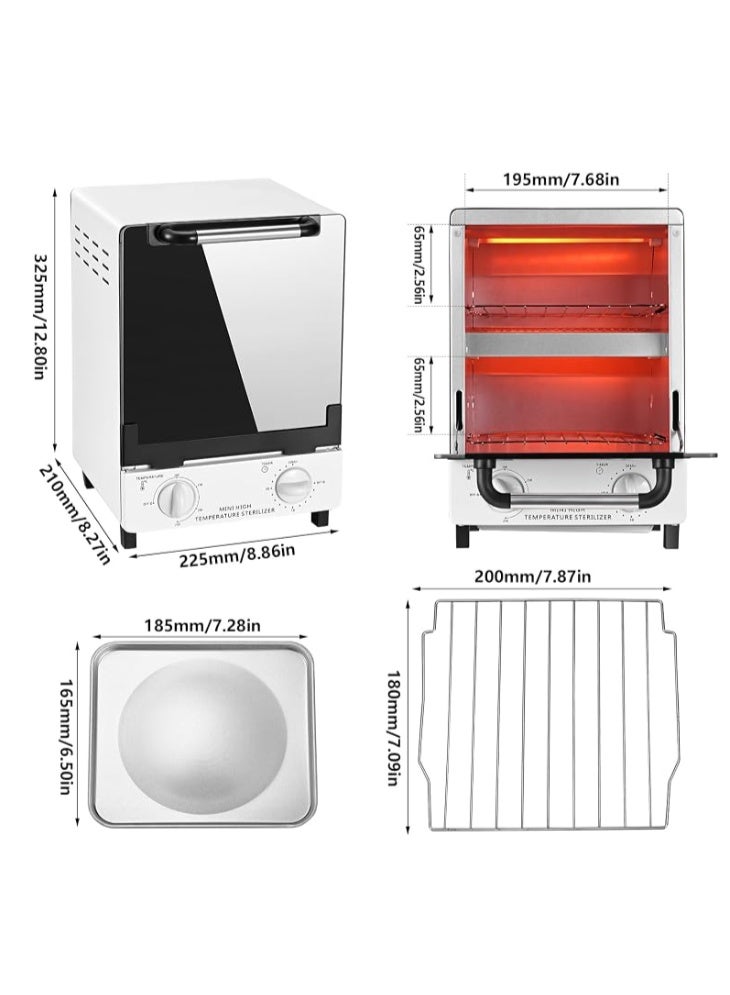 BLC 12L Mini High Temperature Sterilizer with Timer and Temperature Control, Sterilizer for Nail Tools, Cleaning Dry Box Stainless Steel 2 Stainless Trays, Tweezer Sterilizer, Nail Salon Equipment - Image 2