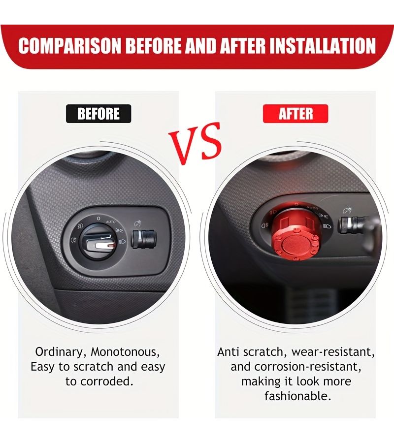 Silvery Car Headlight Switch Knob Cover Trim For Seat Leon 2008 2009 2010 2011 2012 Aluminum Alloy Modification Accessories - Image 4
