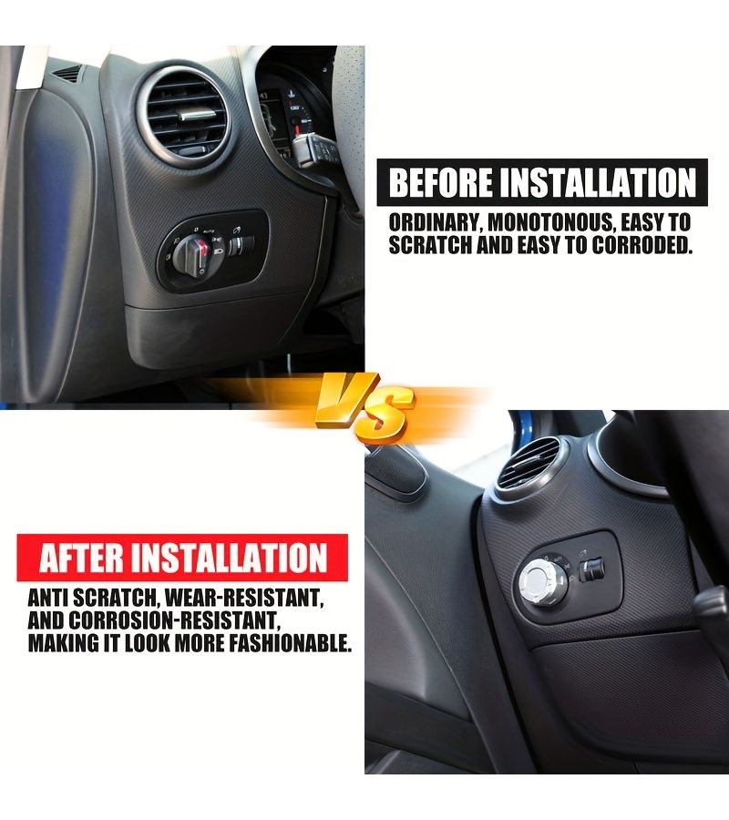Silvery Car Headlight Switch Knob Cover Trim For Seat Leon 2008 2009 2010 2011 2012 Aluminum Alloy Modification Accessories - Image 5