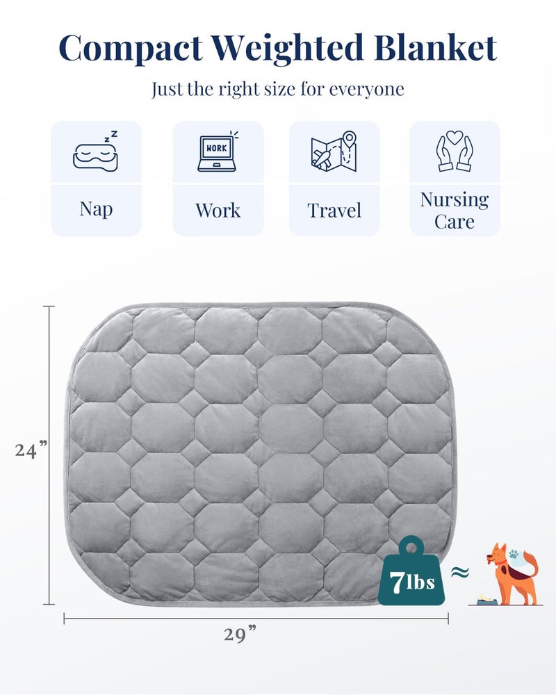 Kivik Weighted Lap Blanket, 7 lbs Weighted Lap Pad for Adults, Small Travel Weighted Blanket for Relaxation, Portable & Breathable, Grey, 24"x29" - Image 3