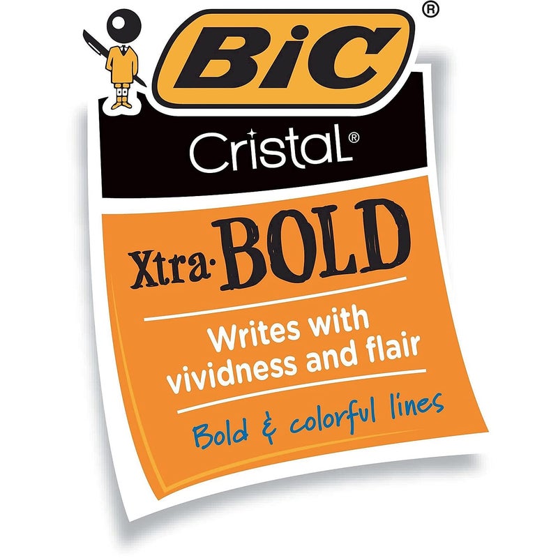 BIC Cristal Xtra Bold Ballpoint Pens, Bold Point (1.6mm) For Vivid And Dramatic Lines, Blue Ink, 24-Count Pack, Perfect Ink Pens - Image 2