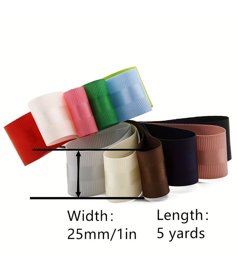 1 Roll 5 Yards 1 Inch 25mm Solid Color Grosgrain Ribbon With Satin Trim For Party Wedding Christmas Decoration DIY Headwear Handmade Crafts Gift Wrap - Image 3