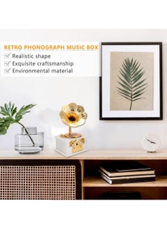 General Vintage Gramophone Music Box Musical Box Mechanical Music Box for Girls Women Girlfriend Daughter Retro Table Cafe Home Decor Birthday Valentines Gift (White)  - Image 4