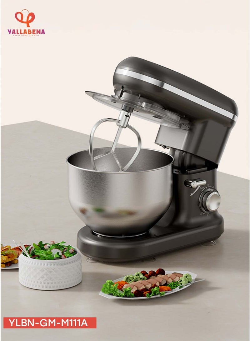 يلا بينا عجان كهربائي 1000 واط بوعاء ستانلس ستيل 5 لتر، 6 سرعات مع إضاءة LED – خلاط مطبخ احترافي - Image 1