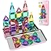 ORZbb Mini Magnetic Tiles Toddler Travel Essentials Set with Case Magnetic Blocks Building Montessori Educational Learning Sensory Preschool Toys for 3 Year Old Boys Girls Birthday Gifts - Image 2