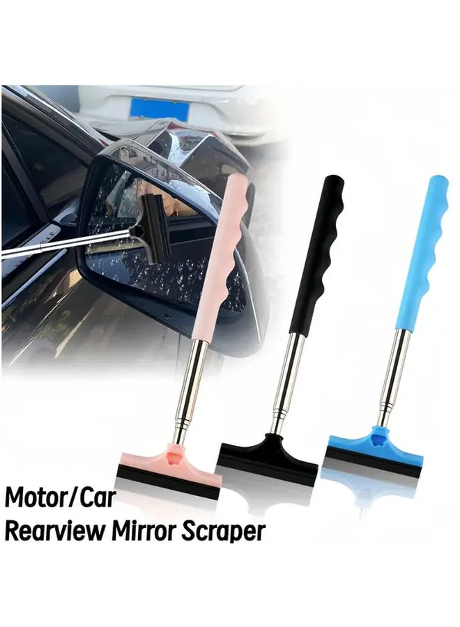 Retractable Handle Rearview Mirror Wiper with Ergonomic Grip Blue 1 PC - Image 1