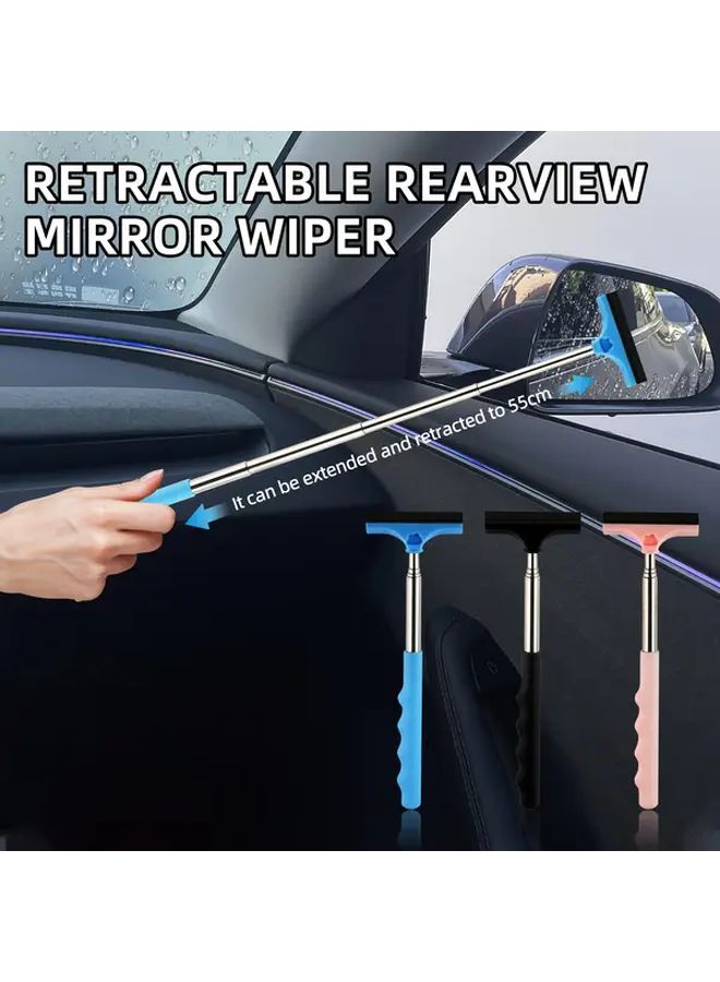Retractable Handle Rearview Mirror Wiper with Ergonomic Grip Blue 1 PC - Image 2