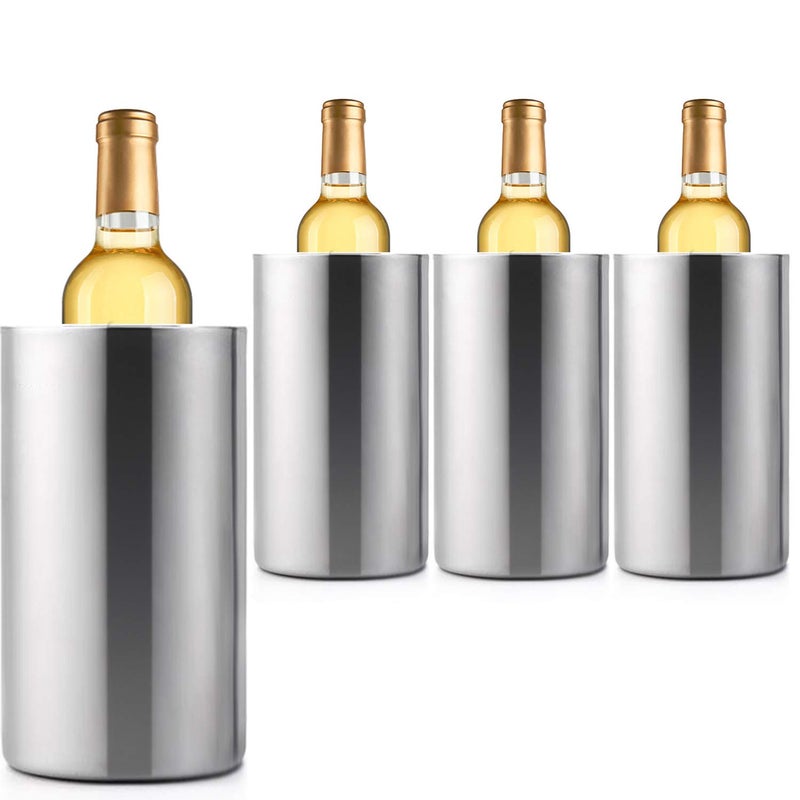Jolitac 4 Pack Wine Chiller Bucket, Stainless Steel Double Wall Wine Cooler Bucket, Keeps Cold for Hours Wine Bottle Cooler Chiller Insulated Champagne Beer Ice Bucket (4 PCS) - Image 1