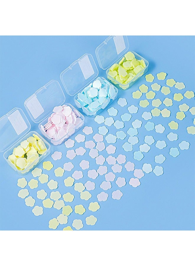 Realfrog 8 Pcs Petal Shape Soap Flakes Hand Soap Sheets, Mini Portable Antibacterial Soap Sheets the Box, Disposable Travel Scented Bath Slice Sheet Foaming Paper Soap (Colorful) - Image 2