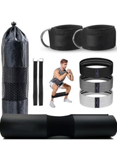 Generic 9-Piece Gym Equipment Accessories for Squats Hip thrusts Lunges Leg Days 2 Gym Ankle Straps 3 Hip Resistance Bands Barbell Pads and Tote Bags  - Image 1