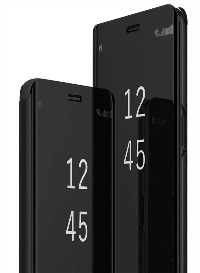Aookay Compatible with Galaxy A33 5G Case Slim Mirror Design Clear View Flip Bookstyle Ultra Slim Protecter Shell with Kickstand Protective Cover for Samsung Galaxy A33 5G (A33, Black)