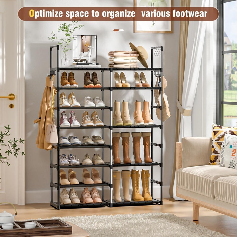 OYREL Shoe Rack Organizer 8 Tiers, Tall Shoe Racks Shelf Storage, 26-32 Pairs Vertical Large Rack,Stackable Shoes Racks for Entryway, Closet, Garage - Image 4