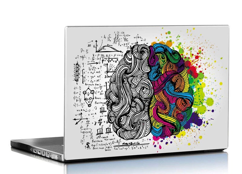 PIXELARTZ Laptop Skins Left & Right Brain 15.6 Inches Laptop Skins/Stickers for Dell-Lenovo-Acer-HP (1044) Multi Colour - Image 1