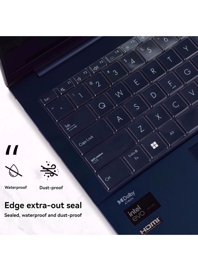 متوافق مع غطاء حماية لوحة مفاتيح Asus Zenbook 14، خفيف الوزن، رفيع، يحافظ على الإحساس باللمس، صامت، شفاف، مصنوع من مادة TPU، أغطية شفافة من مادة TPU - Image 4