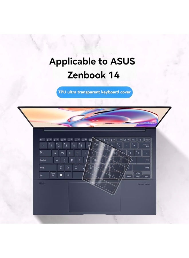 متوافق مع غطاء حماية لوحة مفاتيح Asus Zenbook 14، خفيف الوزن، رفيع، يحافظ على الإحساس باللمس، صامت، شفاف، مصنوع من مادة TPU، أغطية شفافة من مادة TPU - Image 2