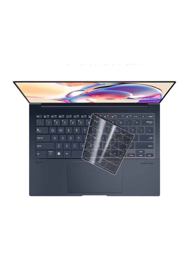 متوافق مع غطاء حماية لوحة مفاتيح Asus Zenbook 14، خفيف الوزن، رفيع، يحافظ على الإحساس باللمس، صامت، شفاف، مصنوع من مادة TPU، أغطية شفافة من مادة TPU - Image 1