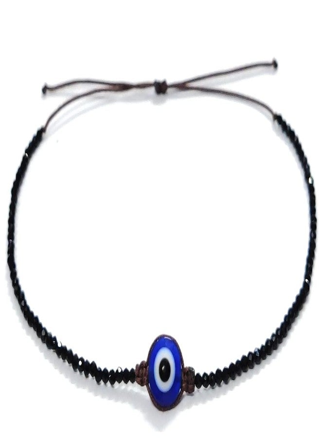 Jewel string Evil eye with black beads Anklet adjustable for girls women - Image 3