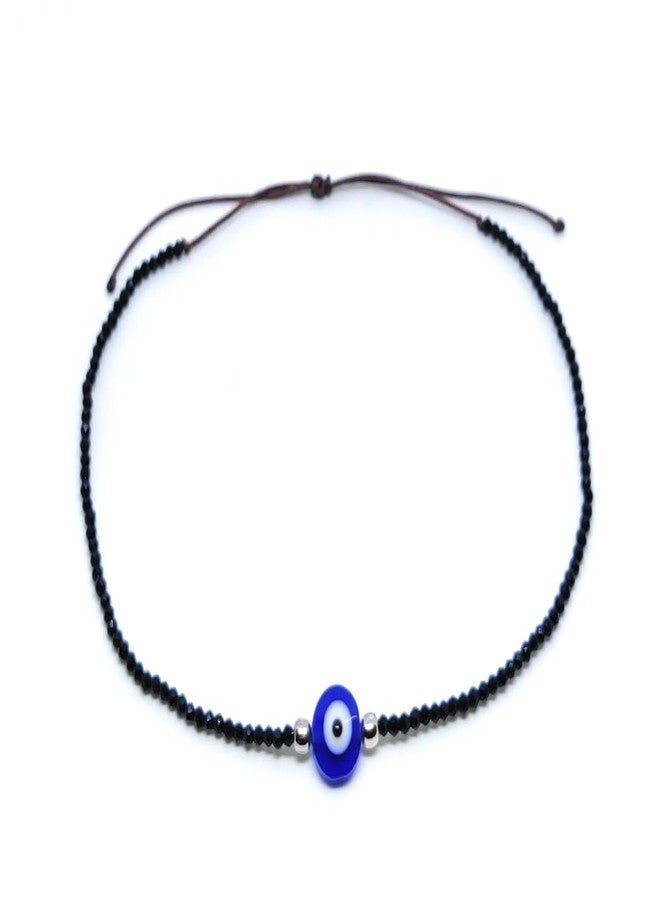 Jewel string Evil eye with black beads Anklet adjustable for girls women - Image 1