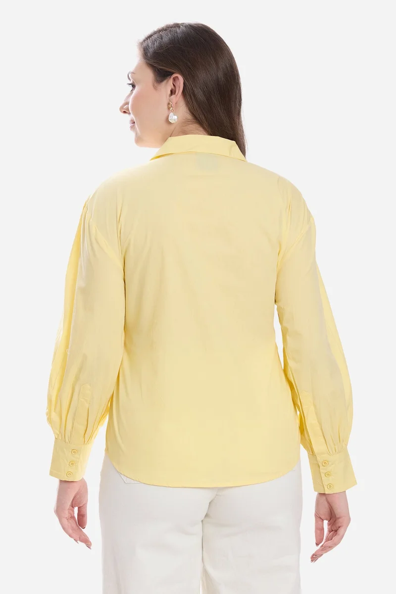 Virgio  Solid Cotton Asymmetric Tie-Up Shirt for Women for Women | Best Price UAE