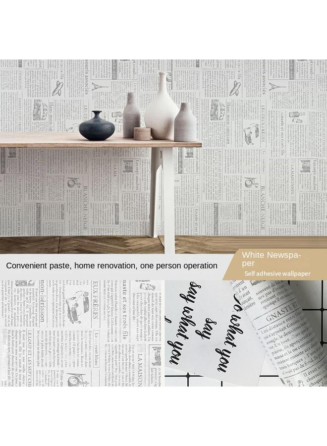Bluejw English Retro Wallpaper Self-adhesive Dormitory Old Newspaper Wall Stickers Bedroom Clothing Store Decorative Wallpaper Wall Stickers - Image 1