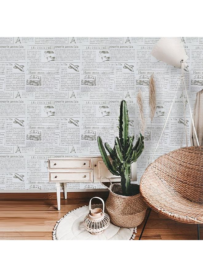 Bluejw English Retro Wallpaper Self-adhesive Dormitory Old Newspaper Wall Stickers Bedroom Clothing Store Decorative Wallpaper Wall Stickers - Image 4