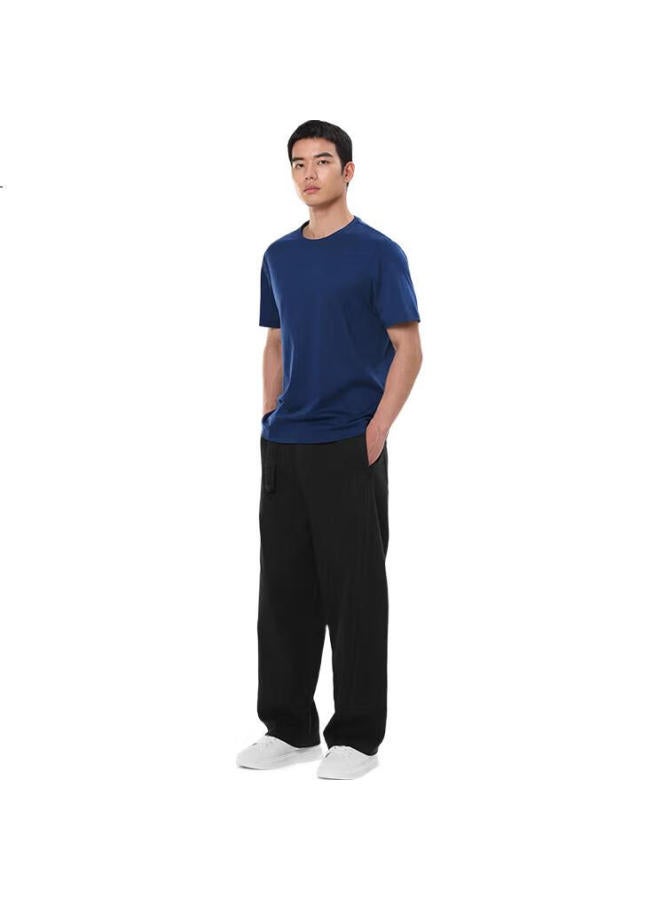 Markless men's Pure Cotton Skin-friendly T-shirt Solid Color Short Sleeve Undershirt 5630 Midnight Blue XL - Image 3