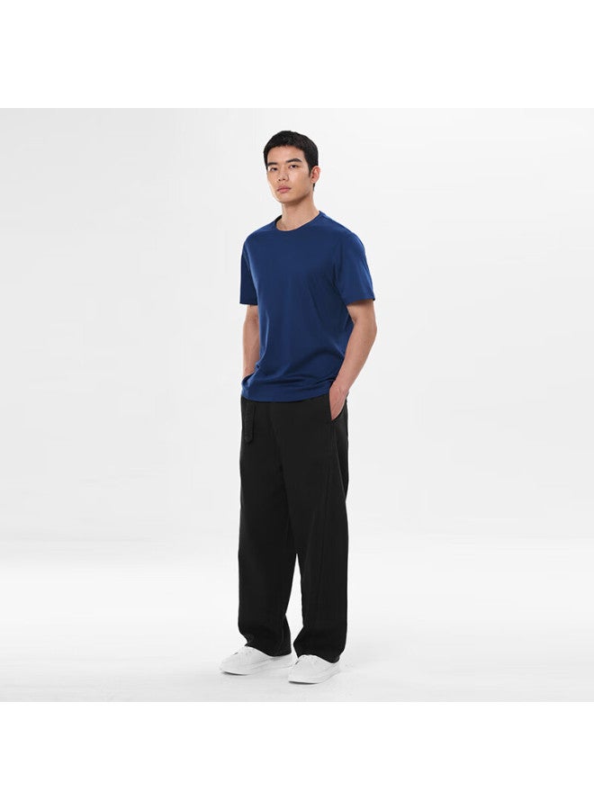 Markless men's Pure Cotton Skin-friendly T-shirt Solid Color Short Sleeve Undershirt 5630 Midnight Blue XL - Image 1