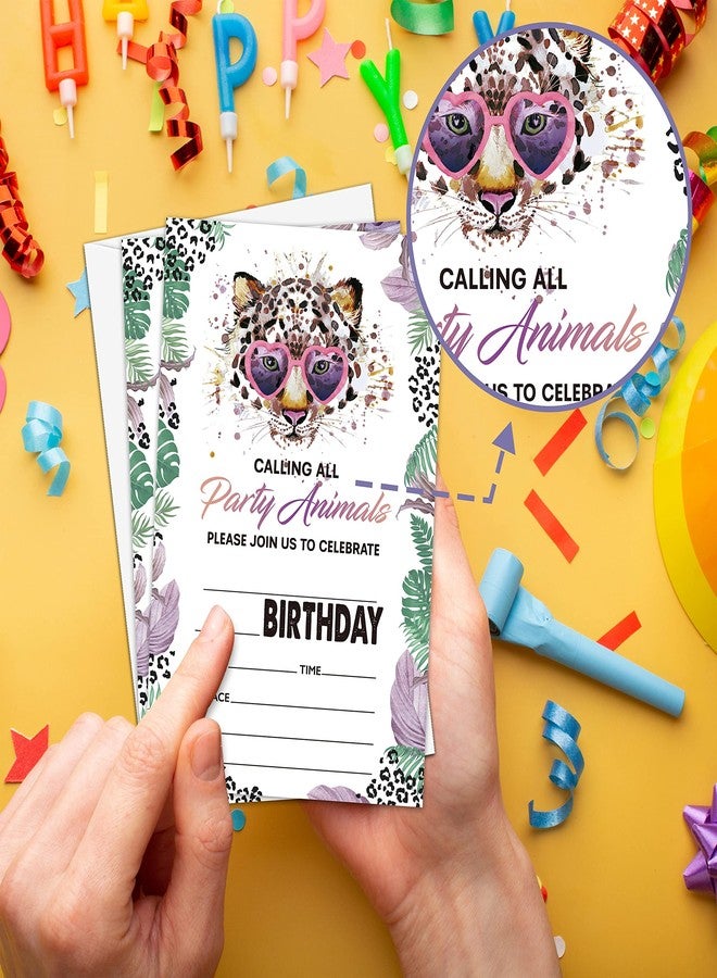 Levitatinyear Animals Birthday Party Invitation, Leopard Print Themed Fill-In Invites for Men & Women, 20 Invitations With Envelopes (4" X 6"), Adults Safari Jungle Party Favors Decorations and Supplies -38 - Image 3