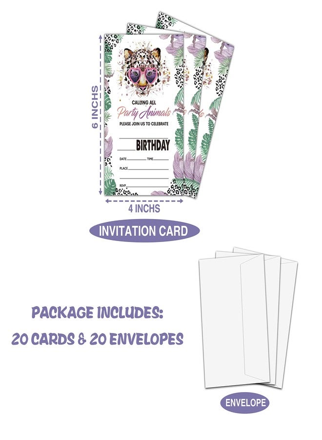 Levitatinyear Animals Birthday Party Invitation, Leopard Print Themed Fill-In Invites for Men & Women, 20 Invitations With Envelopes (4" X 6"), Adults Safari Jungle Party Favors Decorations and Supplies -38 - Image 4