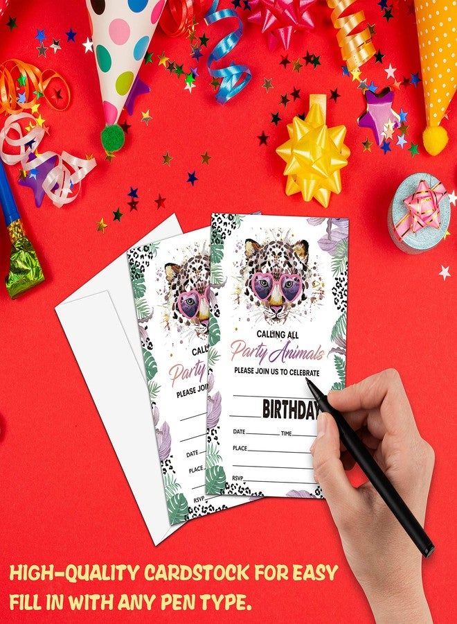 Levitatinyear Animals Birthday Party Invitation, Leopard Print Themed Fill-In Invites for Men & Women, 20 Invitations With Envelopes (4" X 6"), Adults Safari Jungle Party Favors Decorations and Supplies -38 - Image 5