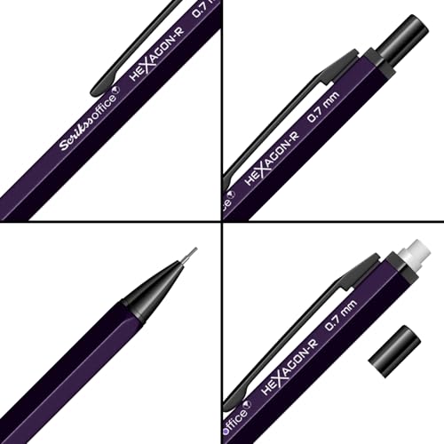 Scrikss 0.7 mm Cute Aesthetic Mechanical Clutch Lead Pen Pencil | for Drafting Sketching Drawing | Dark Purple Penpencil | Hexagon-R - Image 3