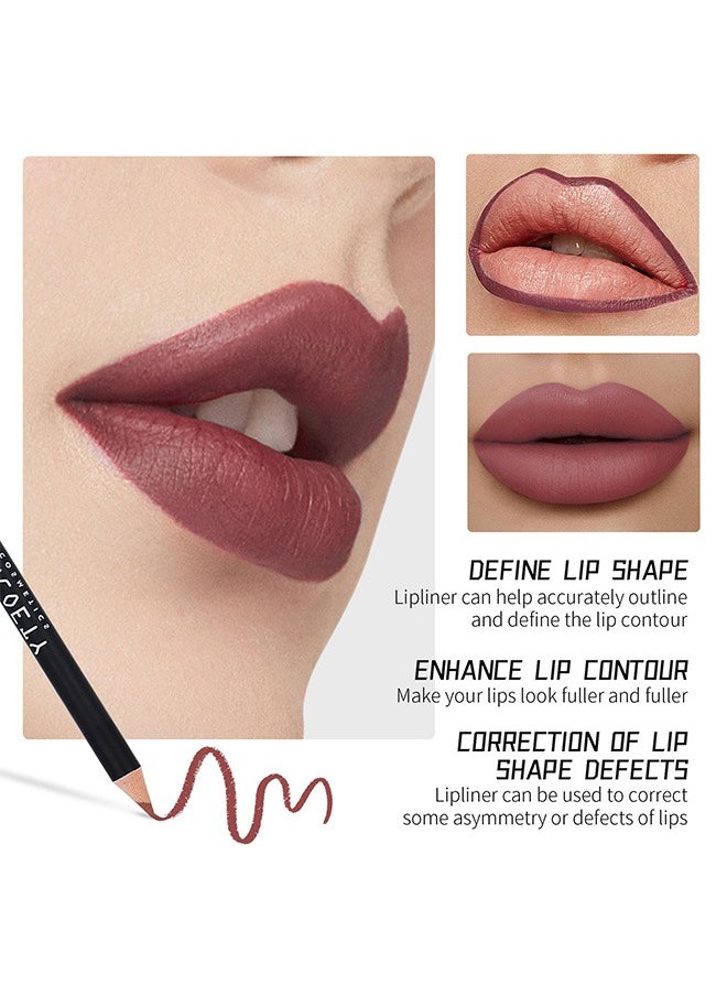 12 Pcs Lip Liner Pencil Set, High Pigmented Waterproof Matte Lip Liner Set, Rich Pigmented Color Lip Pencil Set for Defining & Filling Lips