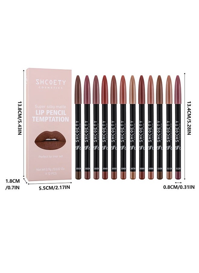 SHCOETY 12 Pcs Lip Liner Pencil Set, High Pigmented Waterproof Matte Lip Liner Set, Rich Pigmented Color Lip Pencil Set for Defining & Filling Lips  - Image 2