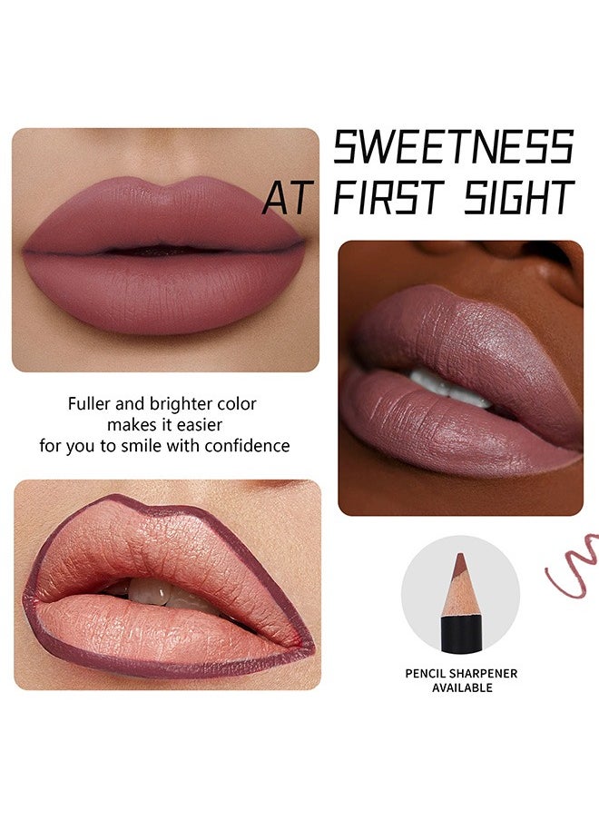 12 Pcs Lip Liner Pencil Set, High Pigmented Waterproof Matte Lip Liner Set, Rich Pigmented Color Lip Pencil Set for Defining & Filling Lips