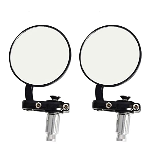 Casago CAFRM1 Aluminum Universal Foldable Round Bar End Side Rear View Convex Mirrors for Motorcycles & Bikes (Black) 2 Pieces - Image 1