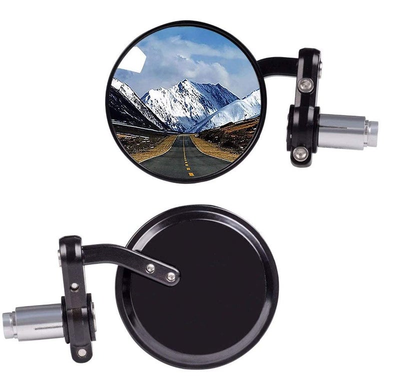 Casago CAFRM1 Aluminum Universal Foldable Round Bar End Side Rear View Convex Mirrors for Motorcycles & Bikes (Black) 2 Pieces - Image 2