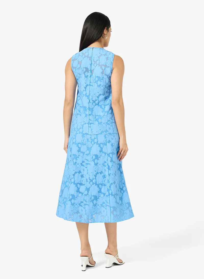 Ted Baker Bayiia Textured Sleeveless Drop Waist Midi Dress