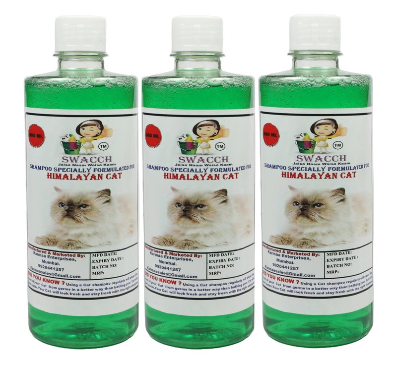 Swacch Himalayan Cat Shampoo -500ml (Pack of 3) (Neem Alovera) + Bath Brush with Adjustable Straps Combo Pack - Image 2