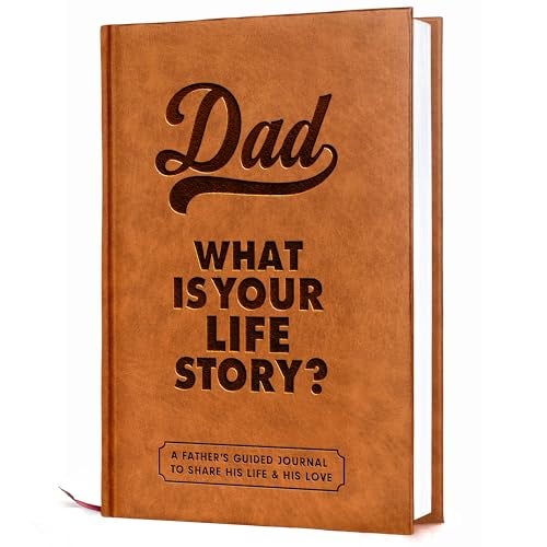 BRAVEBUG Gifts for Dad from Daughter, Son - Personalized Father's Day Gifts for dad, Husband - Christmas, Birthday Gift for Dads - Dad Story Book to Fill Out, Dads Guided Journal Life Story Leather Journal - Image 1