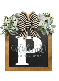 Y&D Welcome Sign Creative Bowknot Letter Wreath In Front Of The Door Outdoor Decoration Props For The Courtyard 30x35CM  - Image 1