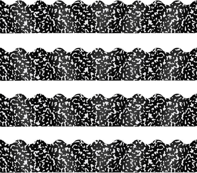 AWIZOM 72 Feet Composition Bulletin Board Borders Black and White Composition Scalloped Border Trims Classroom Borders Decoration for Bulletin Board School Classroom Homeschool Back to School Decor - Image 1