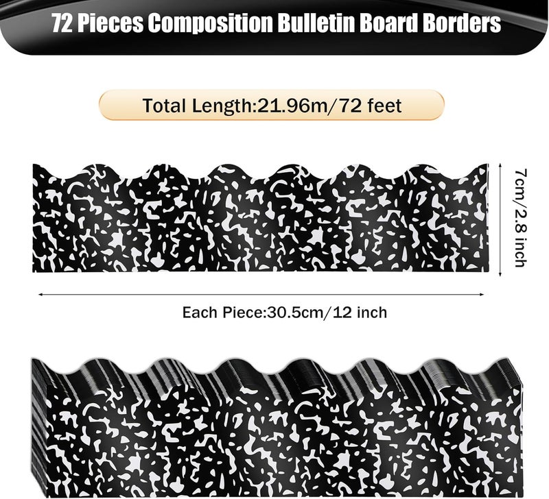 AWIZOM 72 Feet Composition Bulletin Board Borders Black and White Composition Scalloped Border Trims Classroom Borders Decoration for Bulletin Board School Classroom Homeschool Back to School Decor - Image 2
