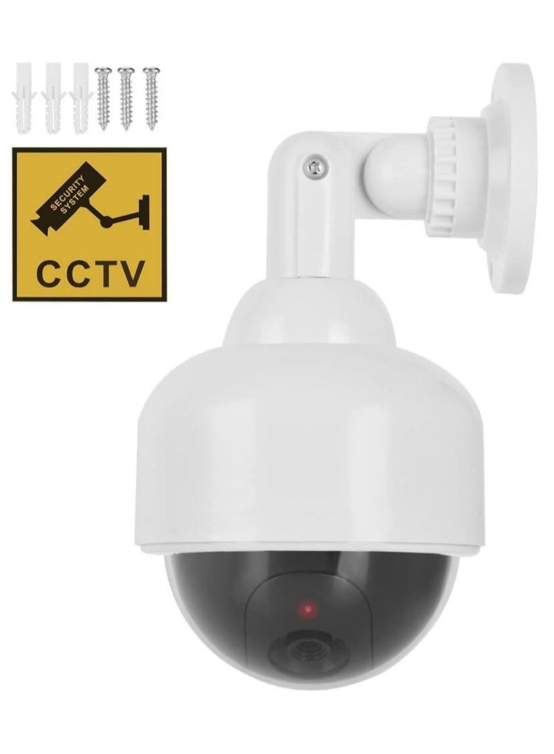 Rubik Dummy CCTV Camera with Flashing Red LED Light and CCTV Sticker Sign, Fake Surveillance Security Indoor Outdoor Waterproof Dome Camera for Home Office  - Image 1