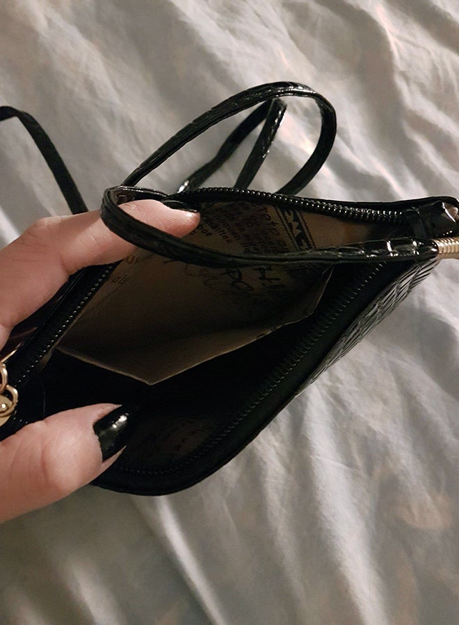 Alligator Pattern Crossbody Bag Black - Image 3